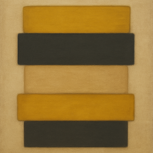 Stacked Horizon Blocks in Mustard & Charcoal No. 22 Oil Painting 100% Hand Painted Oil on Belgian Linen Canvas, Original Fine Art Wall Decor