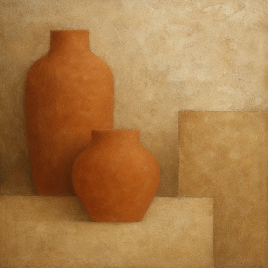 Earthy Terracotta & Weathered Plaster Wash No. 30 Oil Painting 100% Hand Painted Oil on Belgian Linen Canvas, Original Fine Art Wall Decor