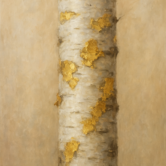 Gilded Birch Trunk Study Luxury Oil Painting - View 1
