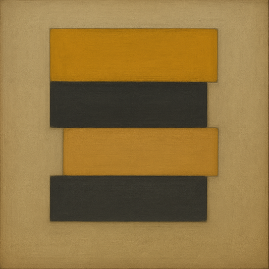 Stacked Horizon Blocks in Mustard & Charcoal No. 6 Oil Painting 100% Hand Painted Oil on Belgian Linen Canvas, Original Fine Art Wall Decor