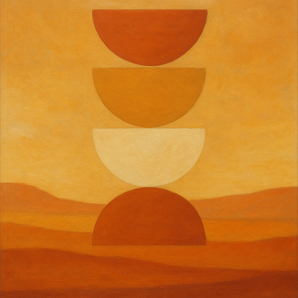 Stacked Semicircle Totem in Desert Warmth No. 5 Fine Art Oil Painting - View 1