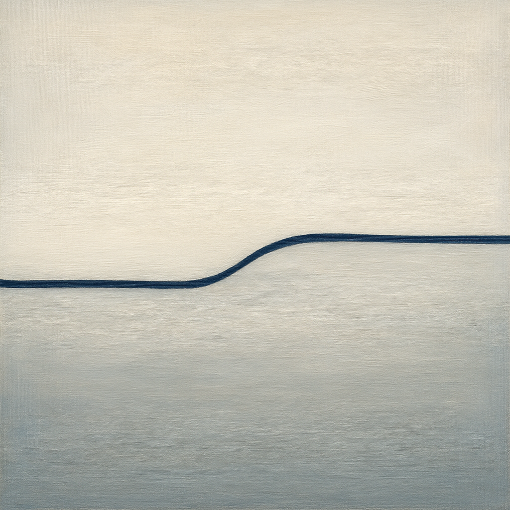 Minimalist Continuous Line Horizon in Deep Indigo No. 12 Fine Art Oil Painting - View 1