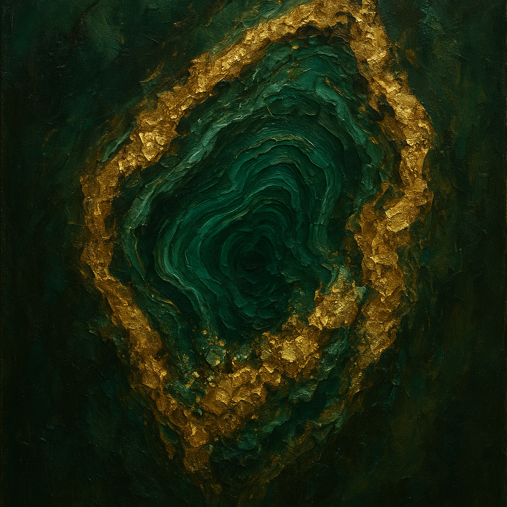 Forest Malachite & Gilded Geode No. 4 Oil Painting - 100% Hand-Painted Master Oil Painting