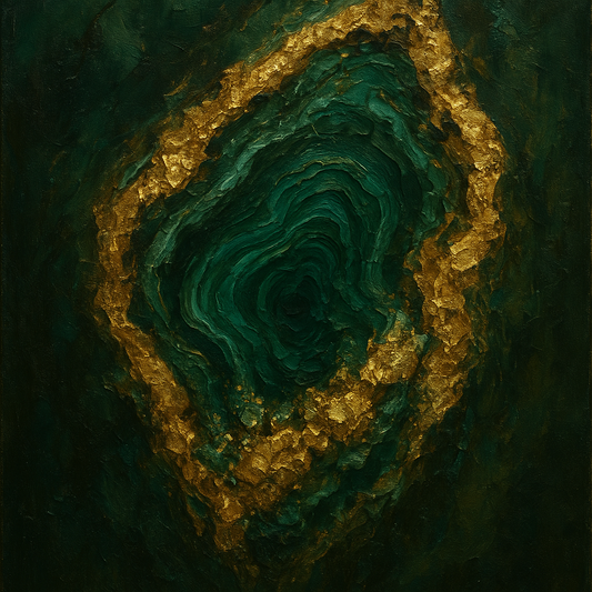 Forest Malachite & Gilded Geode No. 4 Oil Painting - 100% Hand-Painted Master Oil Painting