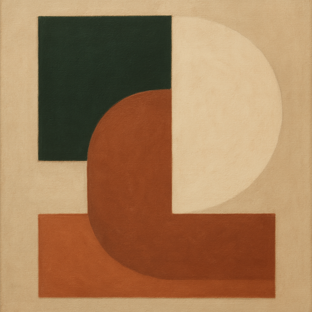 Forest Emerald & Chalk Interlock No. 6 - Modern Fine Art Oil Painting - View 1