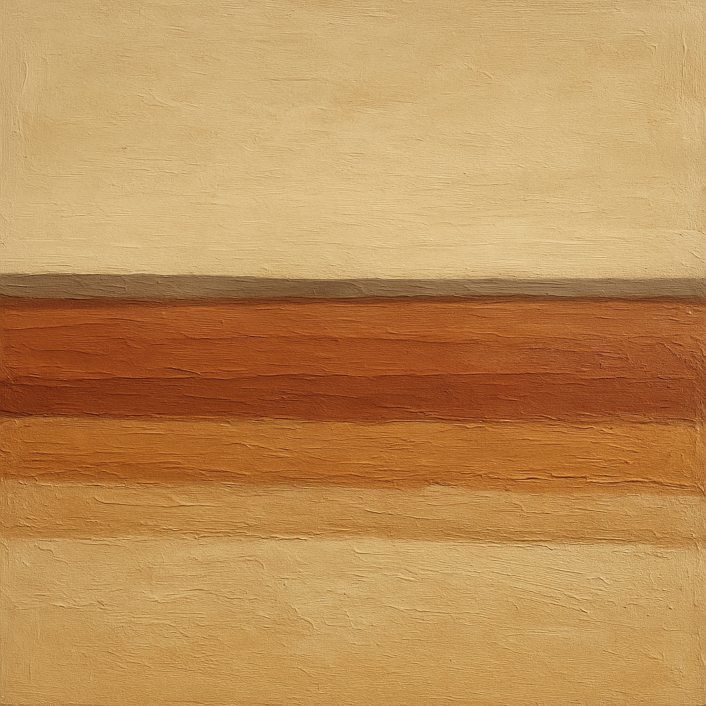Earthy Strata Horizon Minimalist Oil Painting - View 1