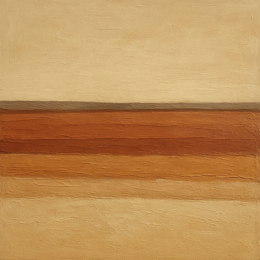 Earthy Strata Horizon Minimalist Oil Painting - View 1
