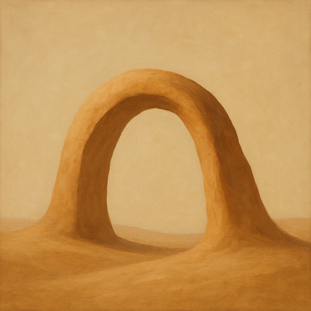Warm Beige Travertine Arch No. 1 - Modern Fine Art Oil Painting - View 1