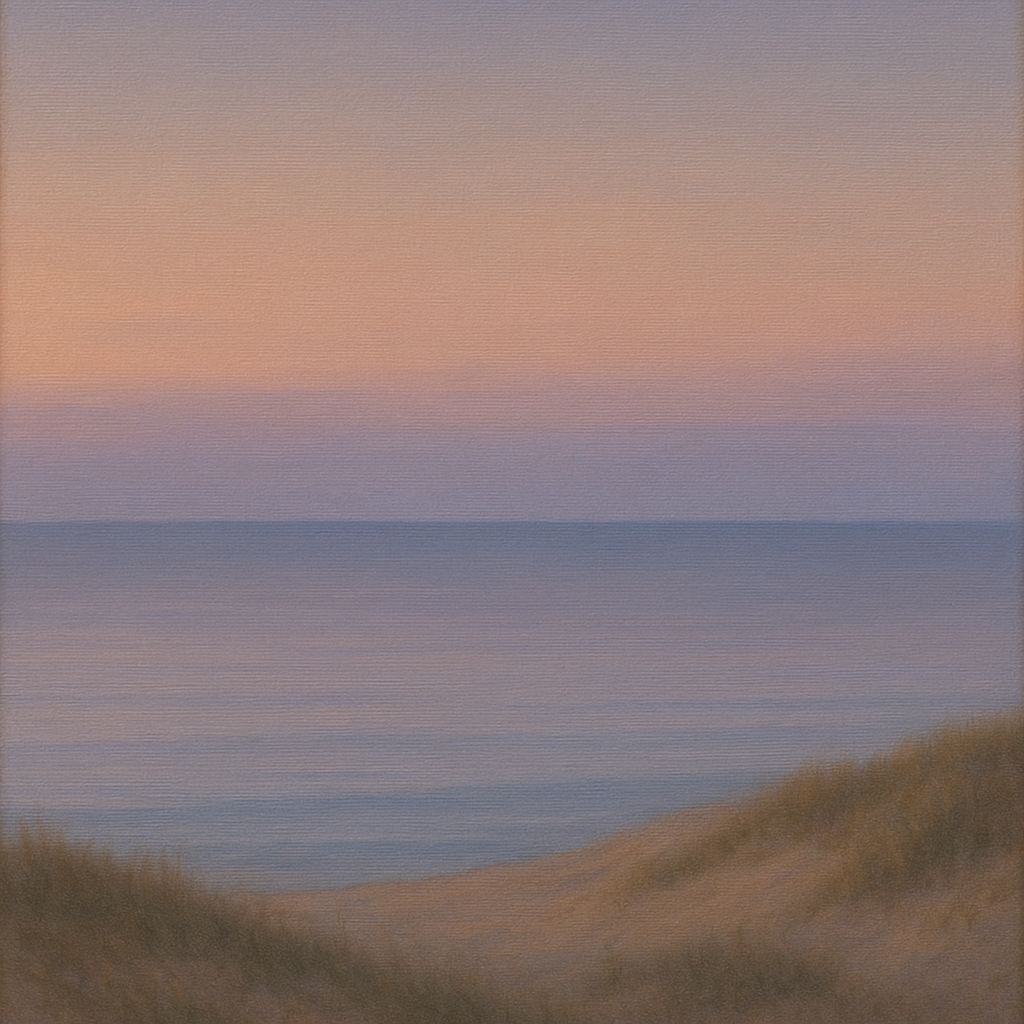 Pastel Dusk Horizon over Calm Atlantic Waters No. 5 Oil Painting - View 1