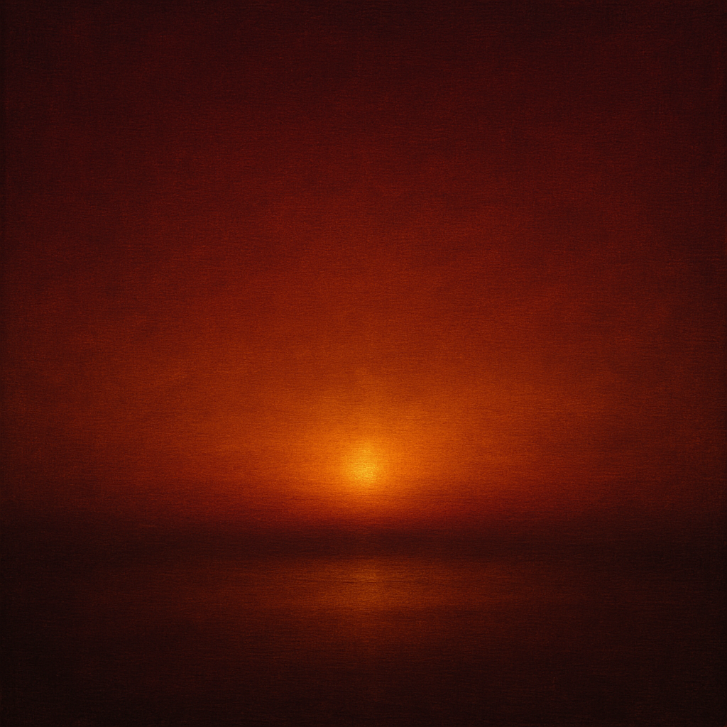 Deep Garnet & Amber Candlelight Horizon No. 19 Oil Painting - View 1