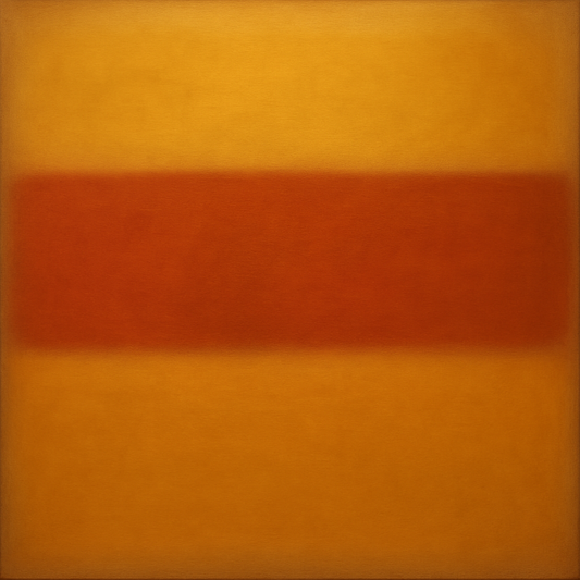 Luminous Ochre & Terracotta Horizon Color Field No. 26 Oil Painting 100% Hand Painted Oil on Belgian Linen Canvas, Original Fine Art Wall Decor