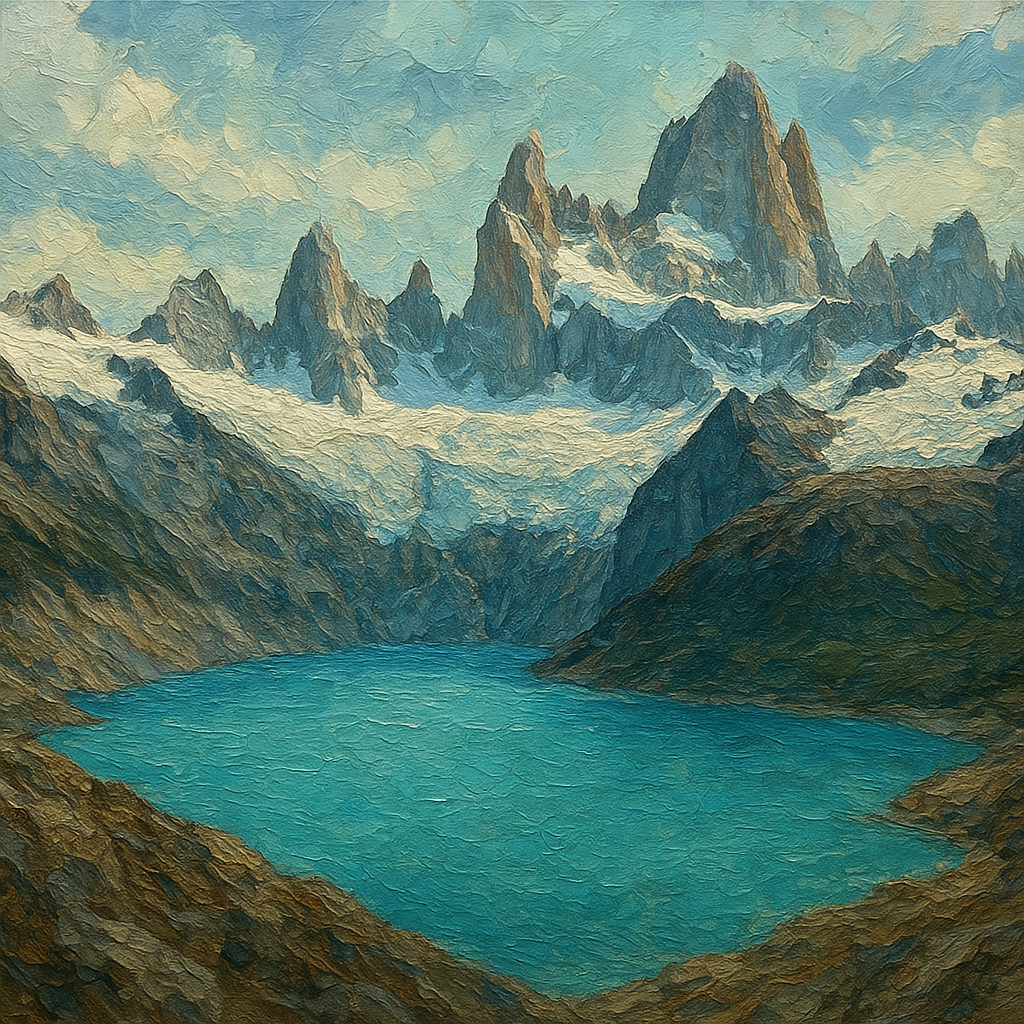 Patagonian Glacial Vista Landscape Oil Painting - View 1