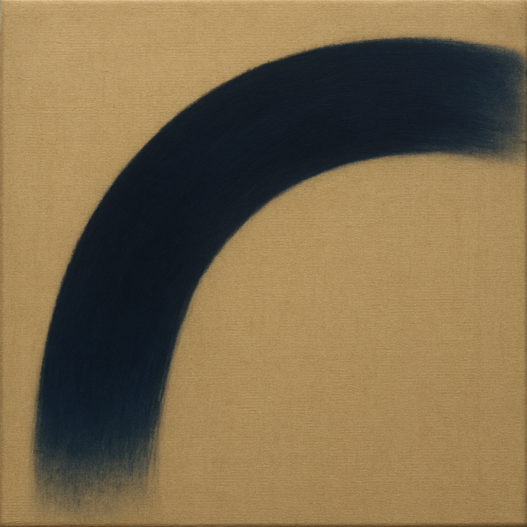 Navy Indigo & Warm Sand Sweep No. 2 - Modern Fine Art Oil Painting - View 1