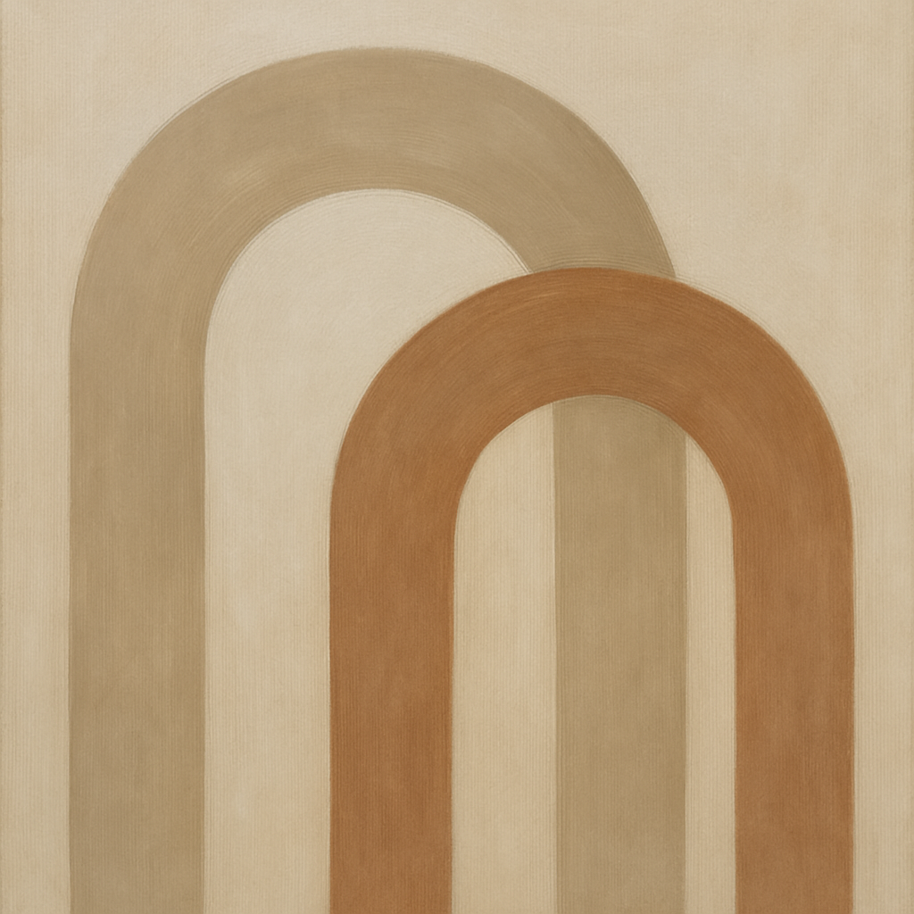 Minimalist Japandi Archways No. 10 - Modern Fine Art Oil Painting - View 1