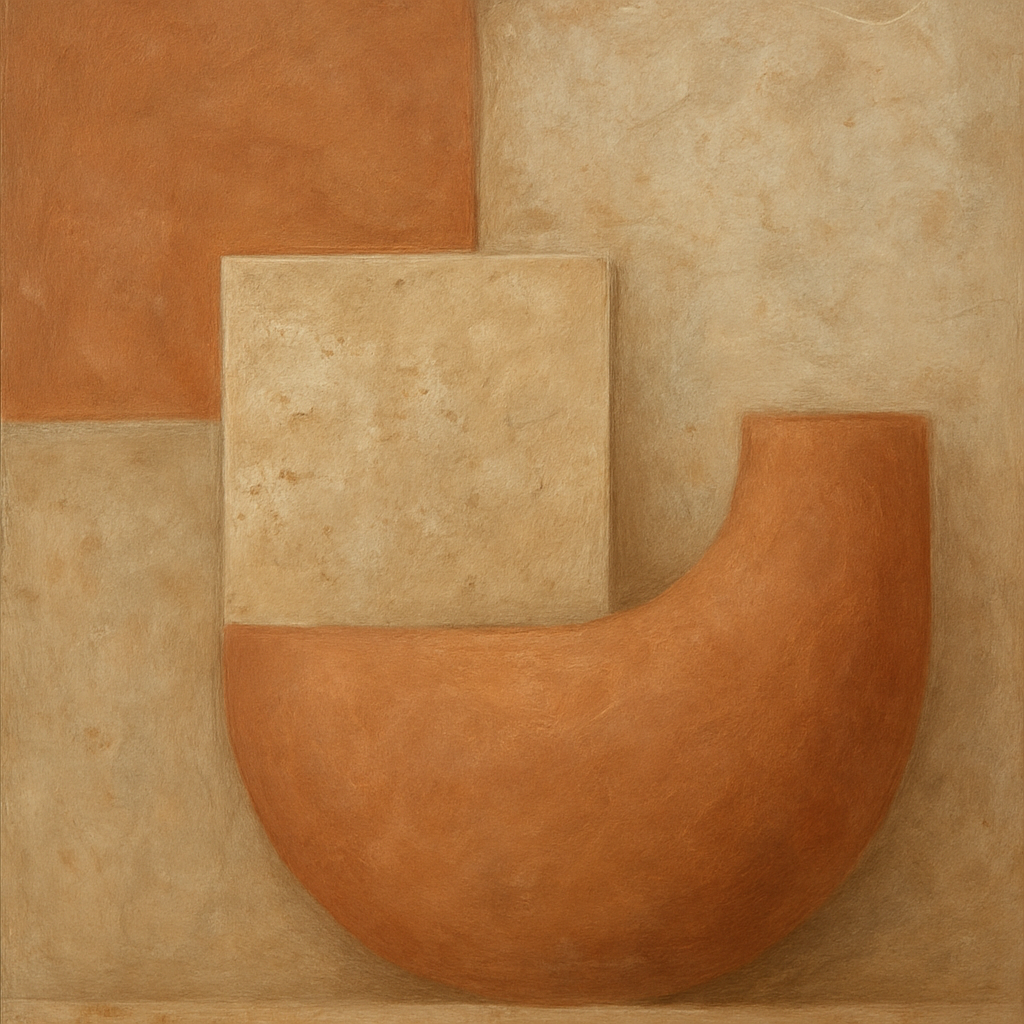 Earthy Terracotta & Weathered Plaster Wash No. 19 Oil Painting 100% Hand Painted Oil on Belgian Linen Canvas, Original Fine Art Wall Decor