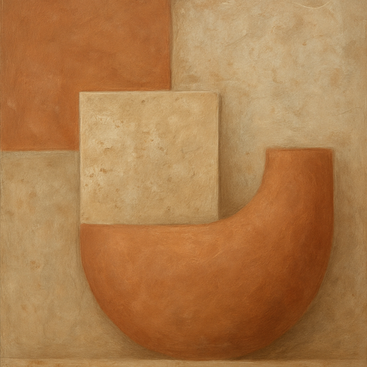 Earthy Terracotta & Weathered Plaster Wash No. 19 Oil Painting 100% Hand Painted Oil on Belgian Linen Canvas, Original Fine Art Wall Decor
