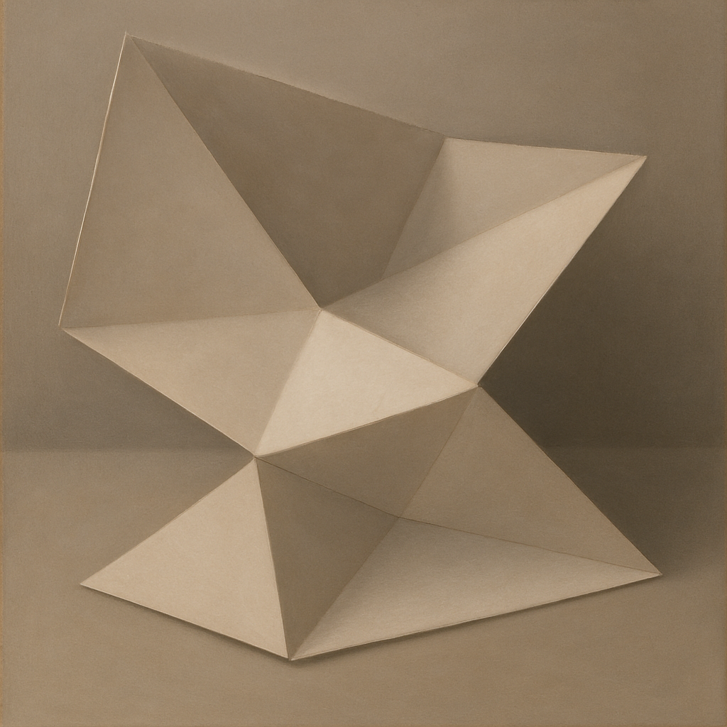 Folded Paper Geometry in Neutral Gradient Shadows No. 16 Oil Painting - View 1