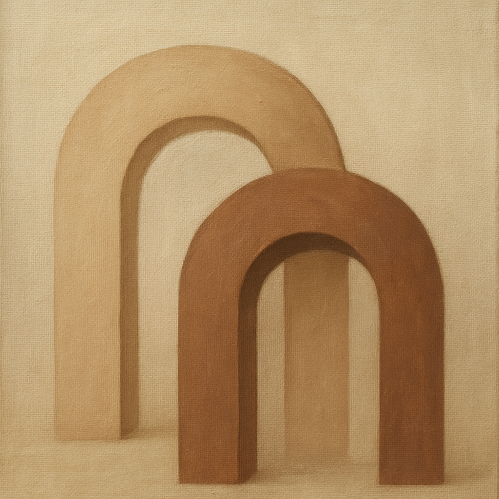Minimalist Japandi Archways No. 10 - Modern Fine Art Oil Painting - View 1