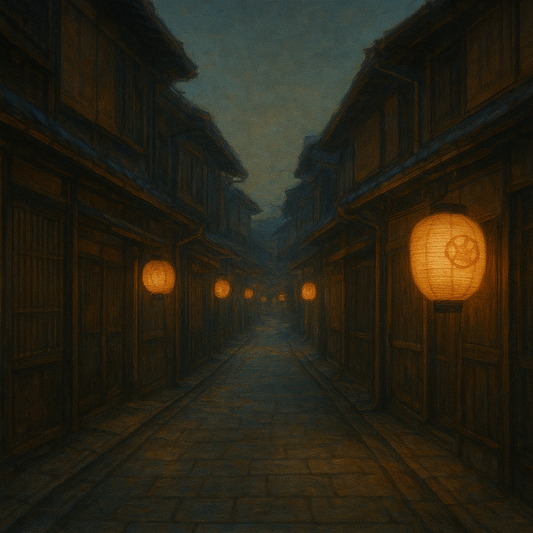 Old Kyoto Gion Alley in Soft Lantern Light No. 2 Oil Painting - View 1