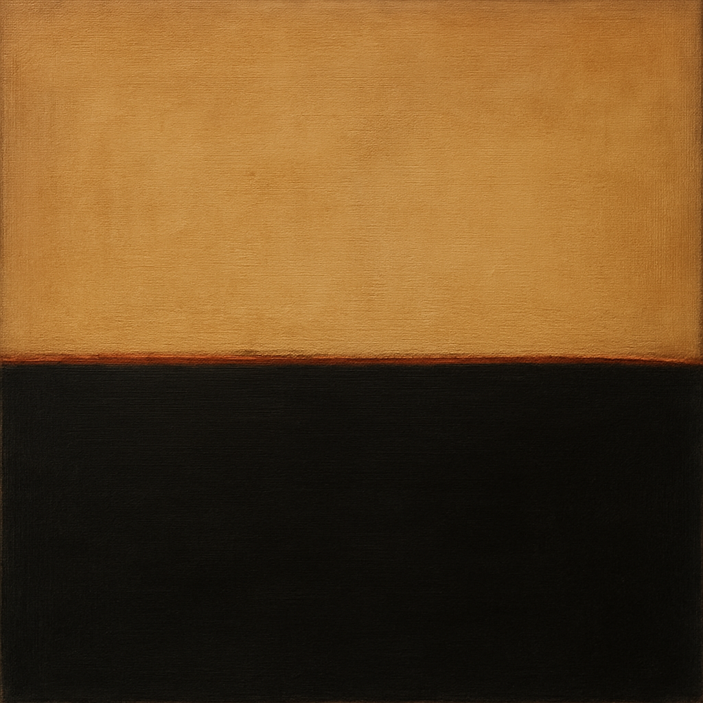 Onyx & Warm Biscuit Horizon No. 9 - Modern Fine Art Oil Painting - View 1