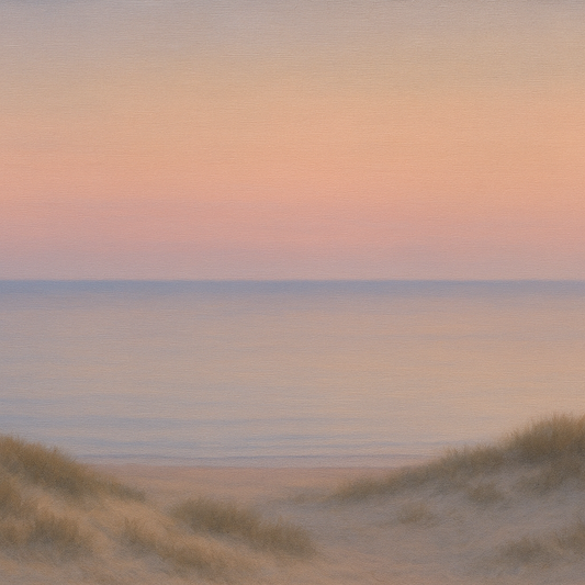 Pastel Dusk Horizon over Calm Atlantic Waters No. 10 Oil Painting 100% Hand Painted Oil on Belgian Linen Canvas, Original Fine Art Wall Decor
