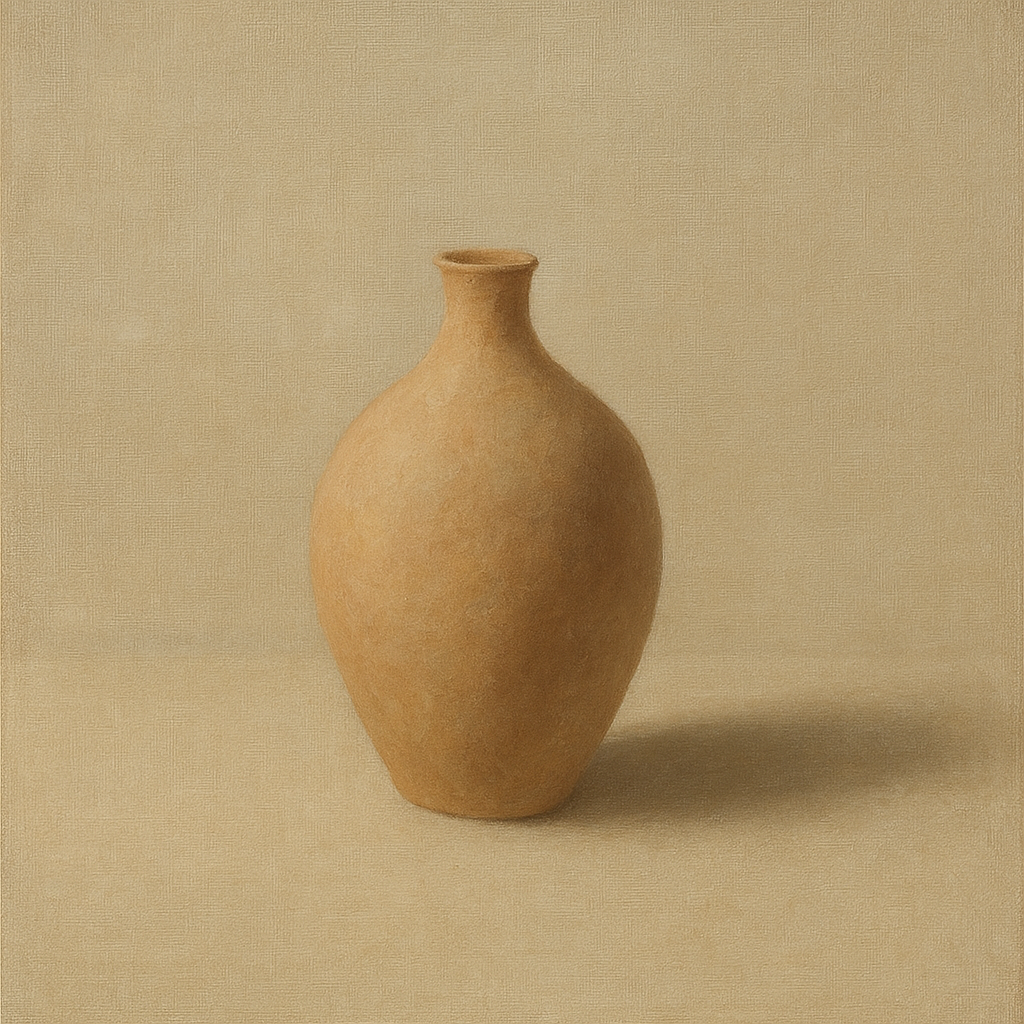 Organic Clay Vessel & Solitary Shadow No. 4 Oil Painting - View 1