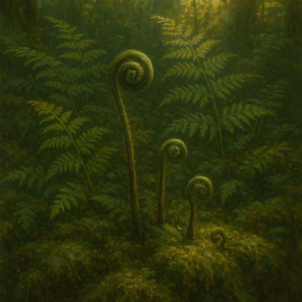 Forest Ferns & Mossy Woodland Herbarium No. 3 Fine Art Oil Painting - View 1