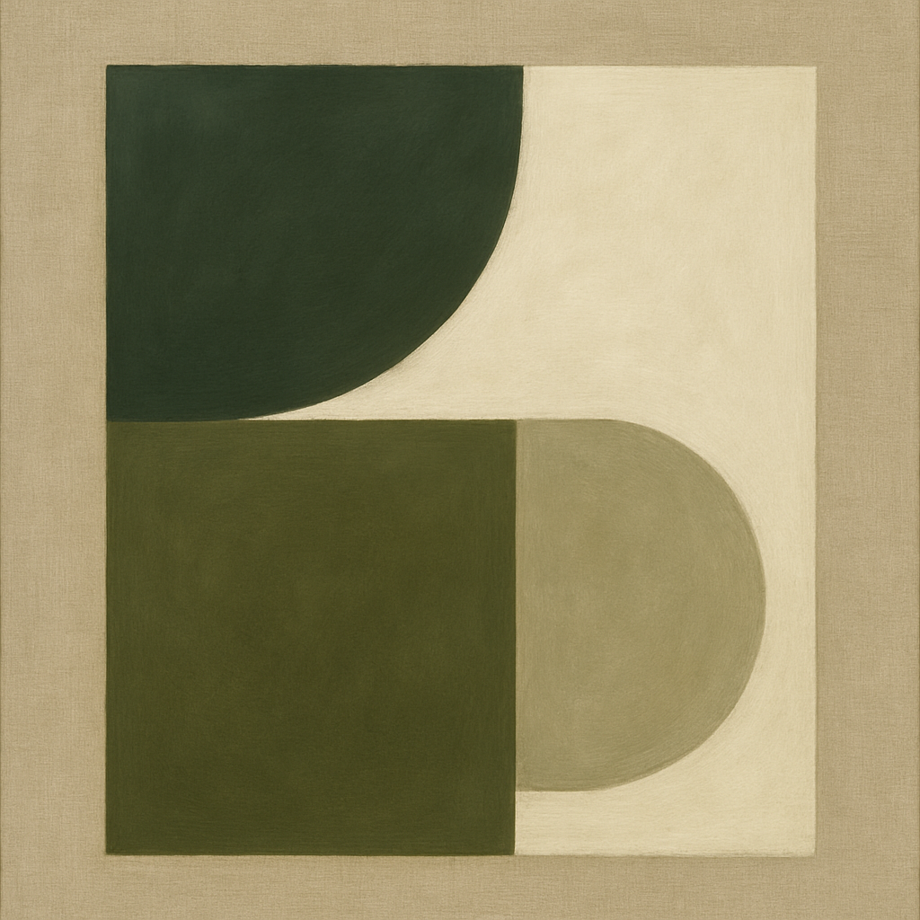 Forest Emerald & Chalk Interlock No. 6 - Modern Fine Art Oil Painting - View 1