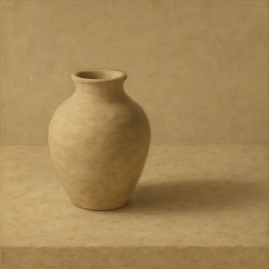 Organic Clay Vessel & Solitary Shadow No. 17 Oil Painting 100% Hand Painted Oil on Belgian Linen Canvas, Original Fine Art Wall Decor