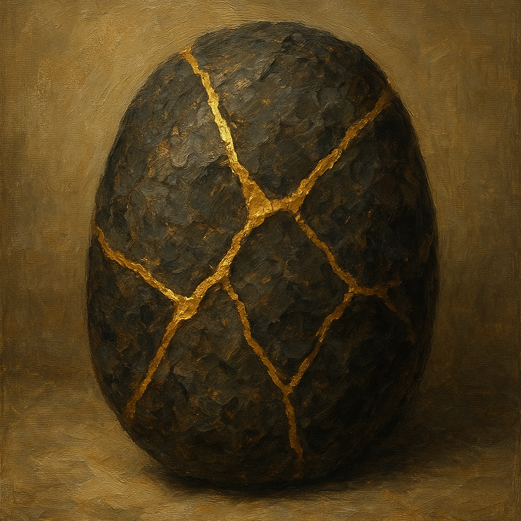Kintsugi Gold Fracture Wabi-Sabi Oil Painting - View 1