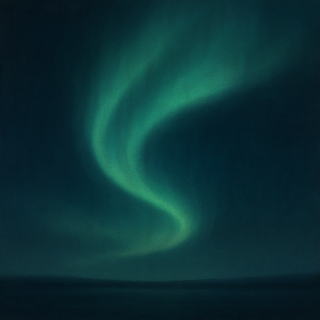 Aurora Borealis Veil in Deep Midnight Indigo No. 5 Oil Painting - View 1