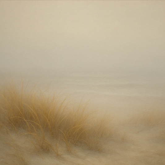 Silent Dune Grass in November Sea Fog No. 5 Oil Painting 100% Hand Painted Oil on Belgian Linen Canvas, Original Fine Art Wall Decor