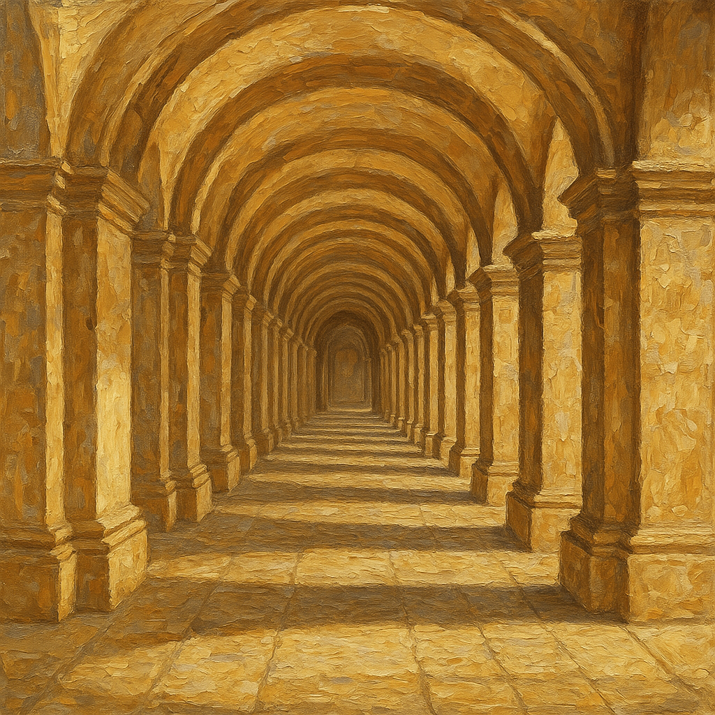 Colonnade Archway Light Architectural Oil Painting - 100% Hand-Painted Master Oil Painting