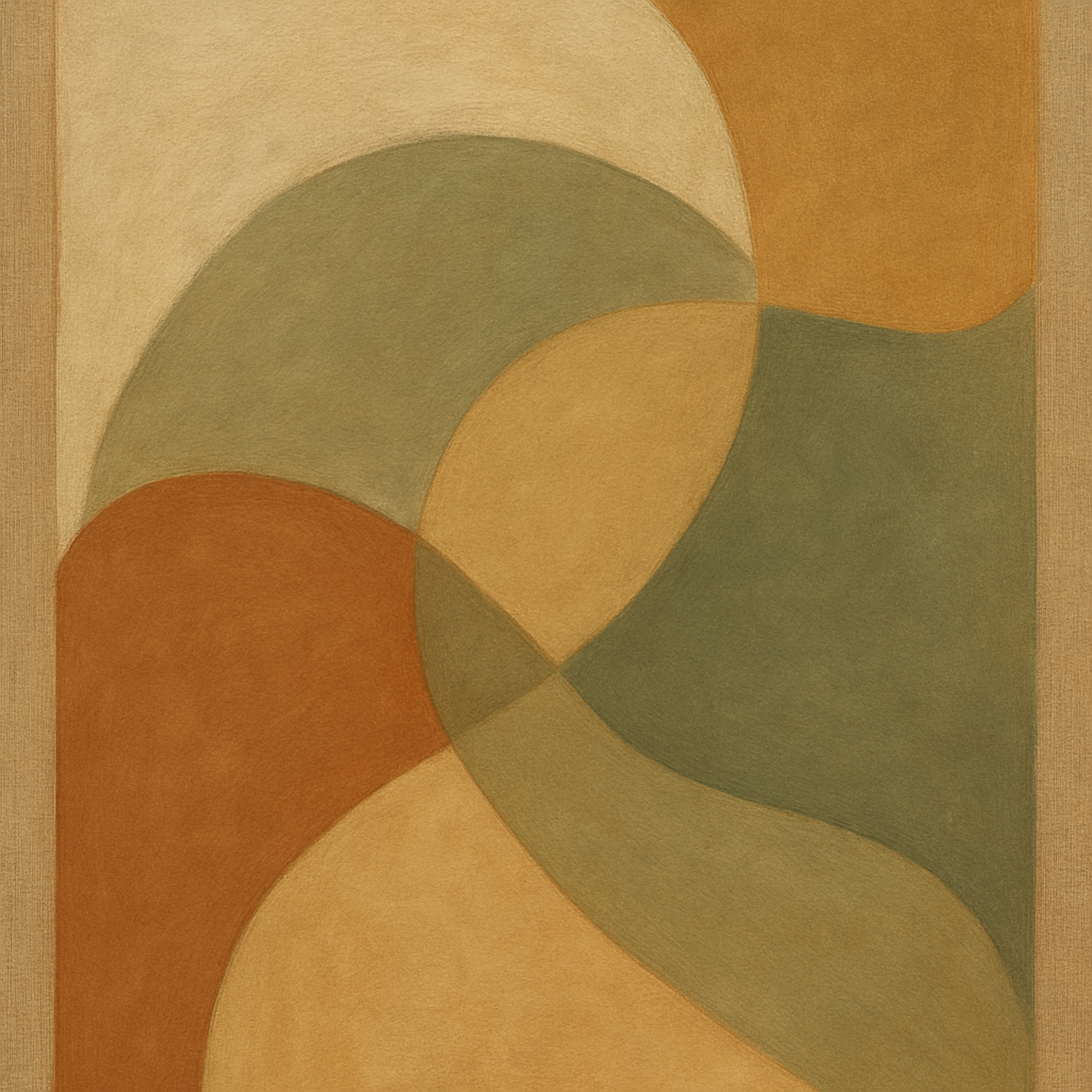Organic Curved Shapes in Neutral Earth Pigments No. 6 Fine Art Oil Painting - View 1
