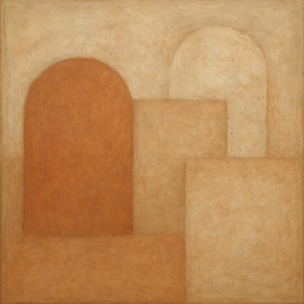 Earthy Terracotta & Weathered Plaster Wash No. 21 Oil Painting - View 1