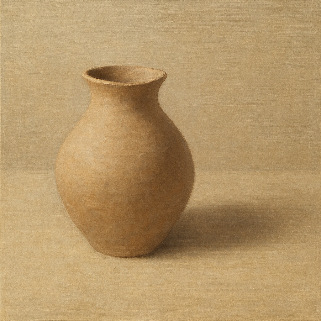 Organic Clay Vessel & Solitary Shadow No. 21 Oil Painting - View 1