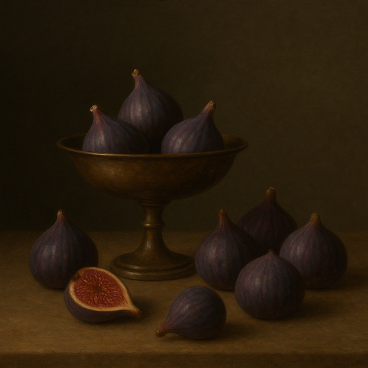 Ripe Figs & Bronze Compote Still Life No. 2 Oil Painting - View 1