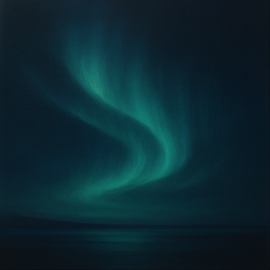 Aurora Borealis Veil in Deep Midnight Indigo No. 16 Oil Painting 100% Hand Painted Oil on Belgian Linen Canvas, Original Fine Art Wall Decor