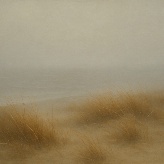 Silent Dune Grass in November Sea Fog No. 14 Oil Painting 100% Hand Painted Oil on Belgian Linen Canvas, Original Fine Art Wall Decor