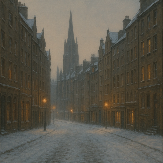 Edinburgh Old Town Royal Mile in Snow No. 30 Oil Painting 100% Hand Painted Oil on Belgian Linen Canvas, Original Fine Art Wall Decor