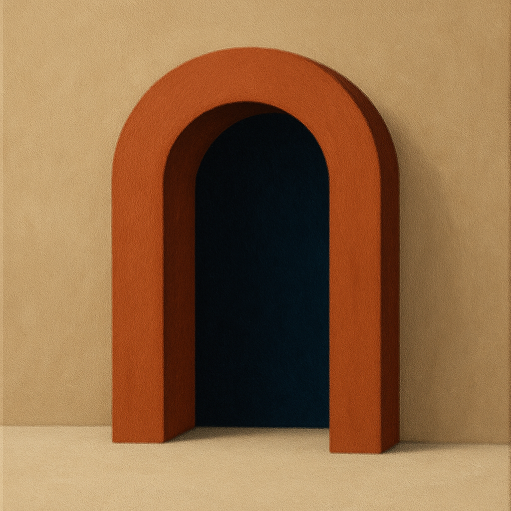 Terracotta Clay & Cream Arch No. 4 - Modern Fine Art Oil Painting - View 1