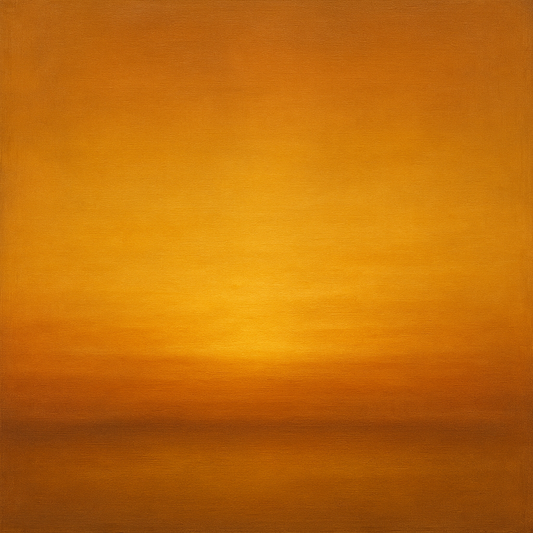 Warm Amber & Raw Sienna Sunset Meditation No. 2 Oil Painting 100% Hand Painted Oil on Belgian Linen Canvas, Original Fine Art Wall Decor