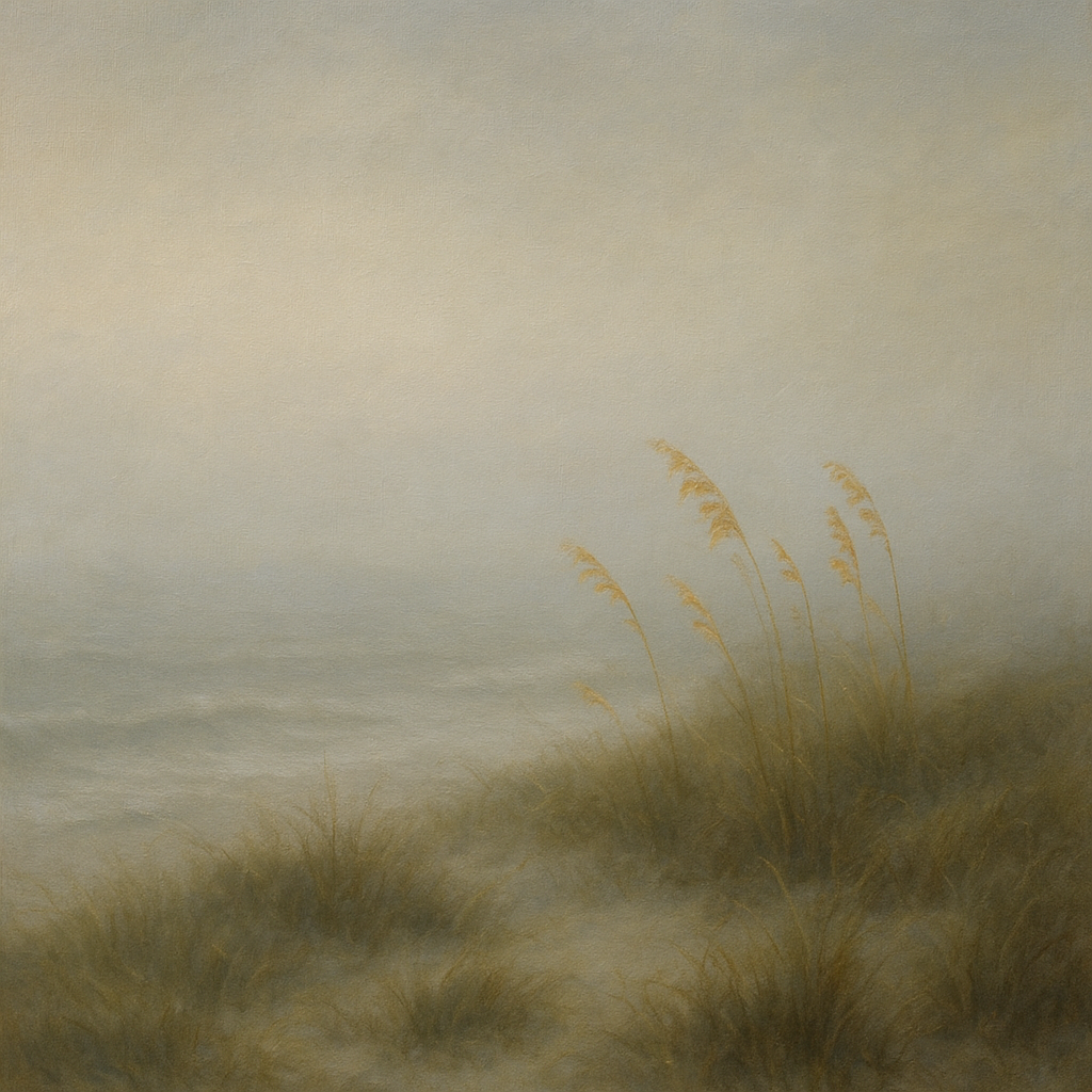 Ethereal Coastal Sea Fog over Silent Dunes No. 7 Fine Art Oil Painting - View 1