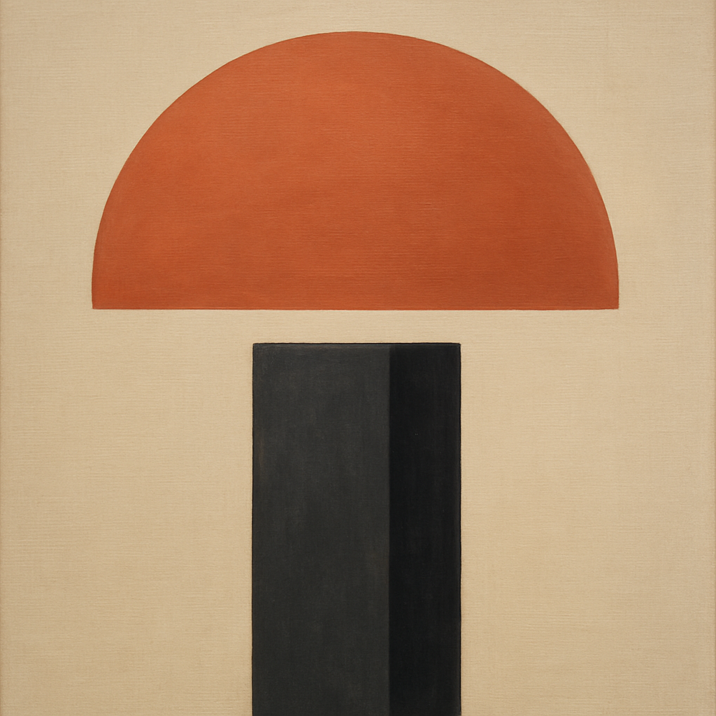 Semicircle Horizon & Minimalist Pillar No. 15 Oil Painting - View 1