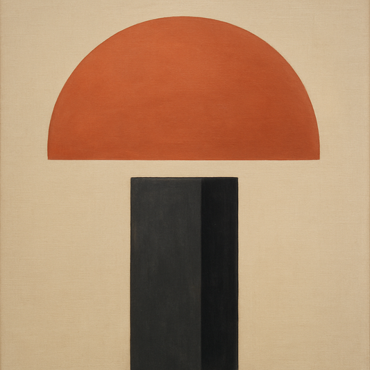 Semicircle Horizon & Minimalist Pillar No. 15 Oil Painting 100% Hand Painted Oil on Belgian Linen Canvas, Original Fine Art Wall Decor