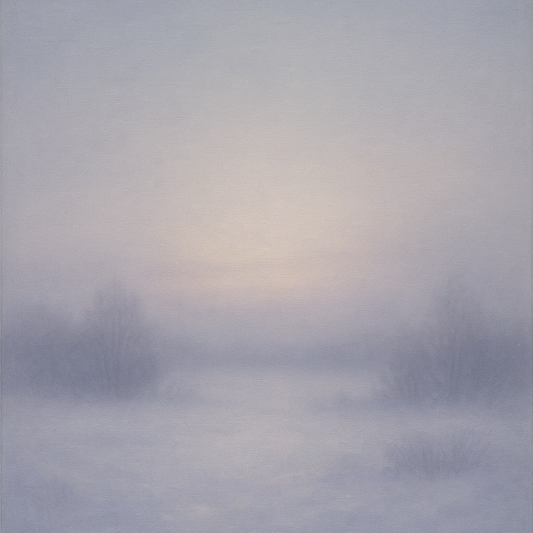 Winter Dawn Frost & Pale Silver Light No. 22 Oil Painting 100% Hand Painted Oil on Belgian Linen Canvas, Original Fine Art Wall Decor