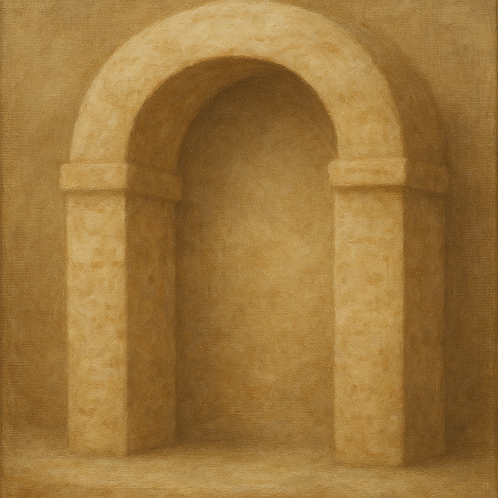 Travertine Stone Arch & Earth Tones No. 18 Oil Painting - View 1