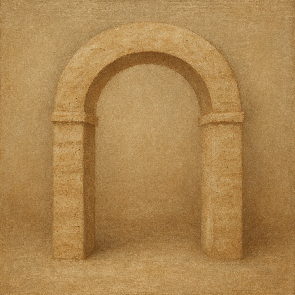 Travertine Stone Arch & Earth Tones No. 22 Oil Painting 100% Hand Painted Oil on Belgian Linen Canvas, Original Fine Art Wall Decor