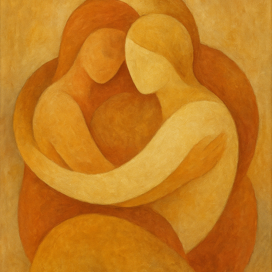 Two Figures in Harmony Modern Figurative Oil Painting - 100% Hand-Painted Master Oil Painting