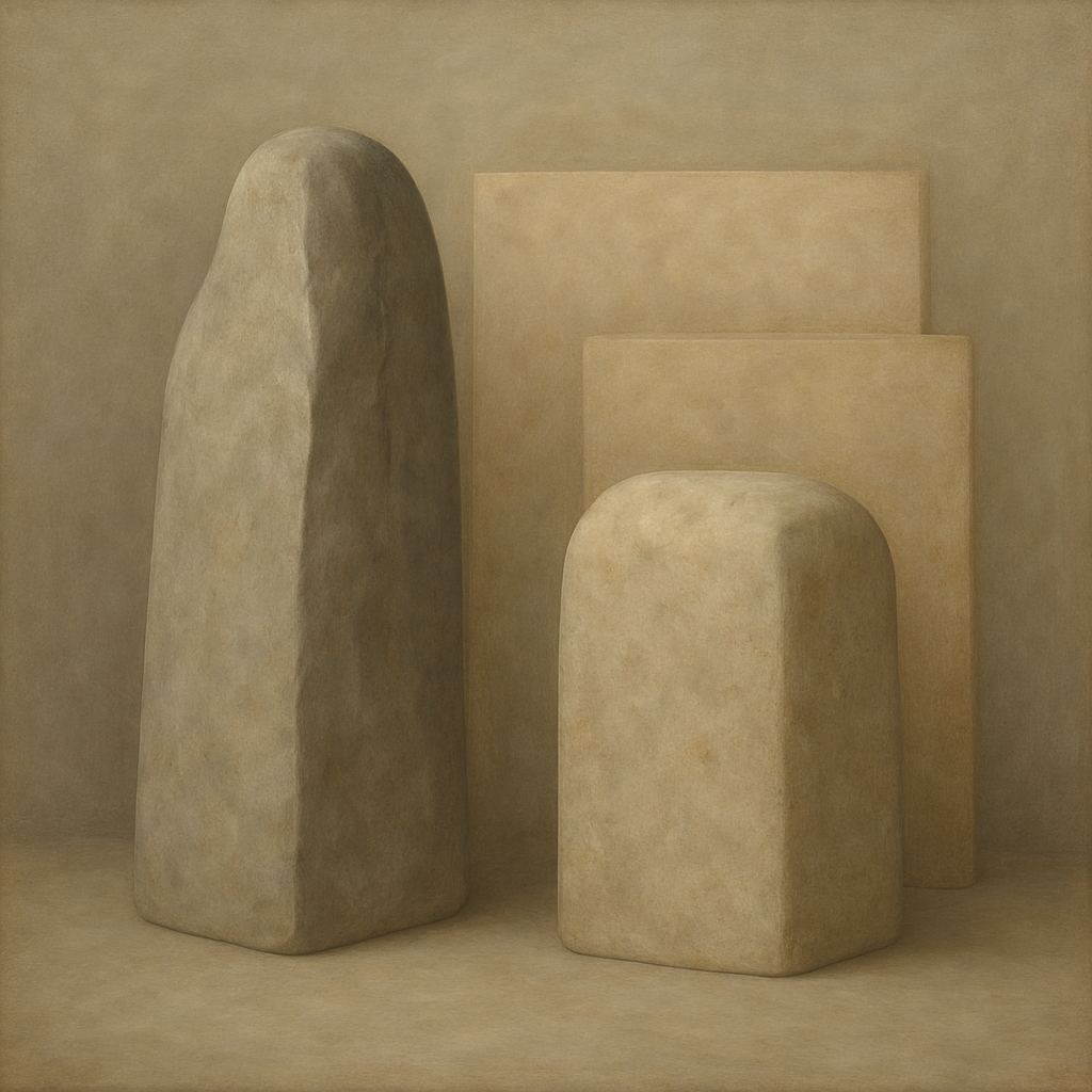 Driftwood Grey & Weathered Stone Monolith No. 27 Oil Painting - View 1